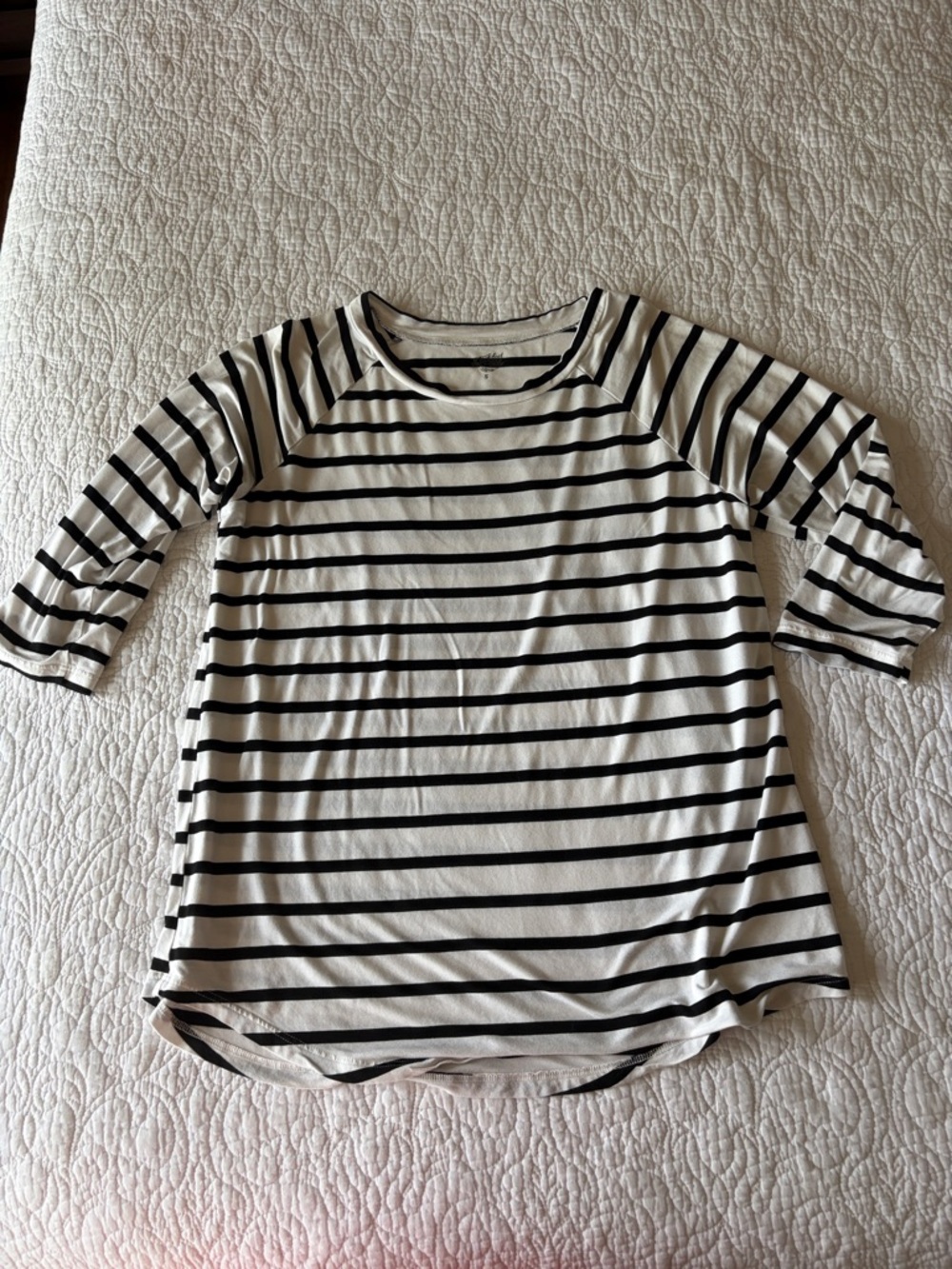 Tickled Teal Black & White Striped Long Sleeve Tee